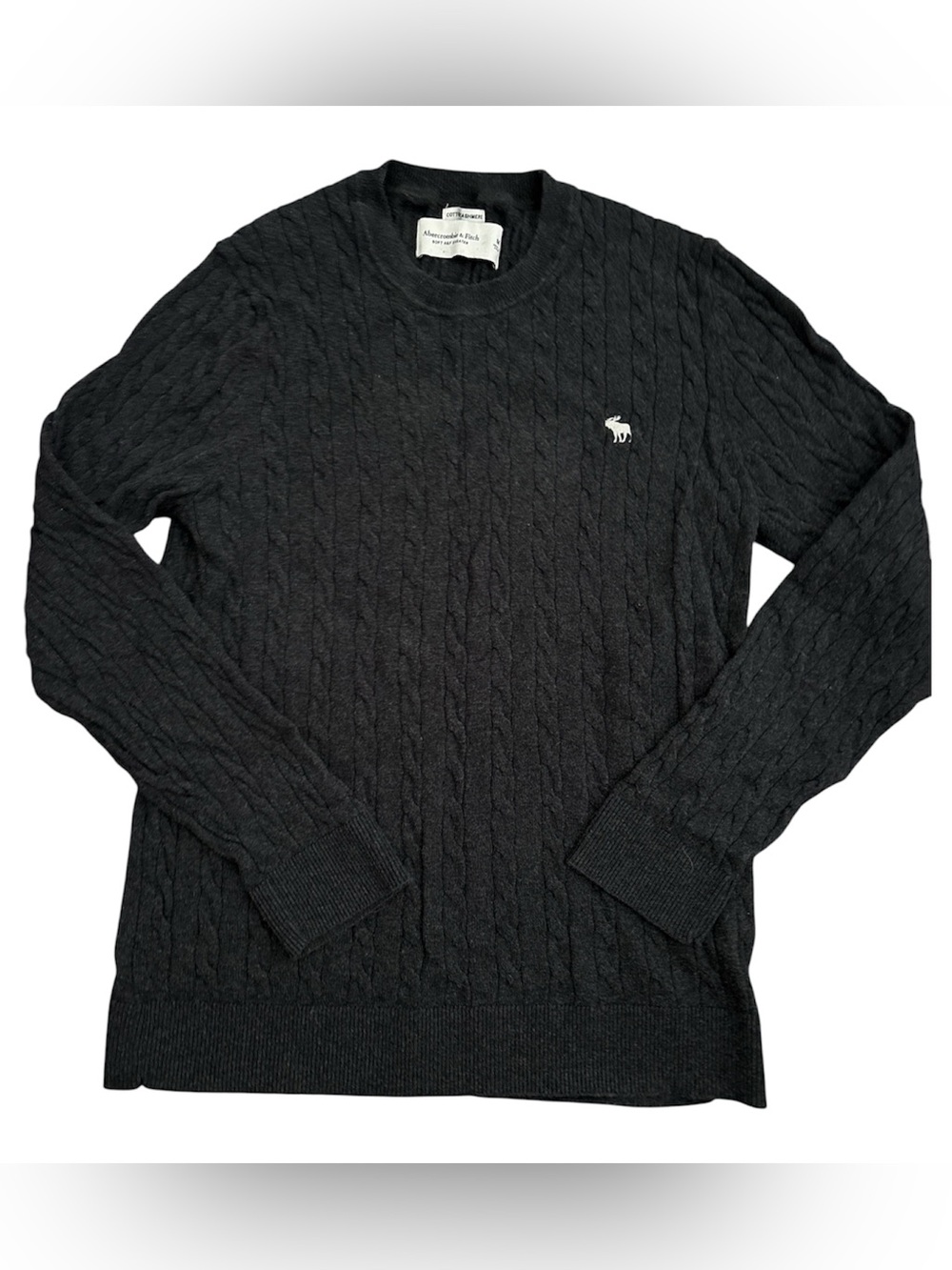 Abercrombie & Fitch Women’s Black Cable Knit Crewneck Cashmere Sweater Size M